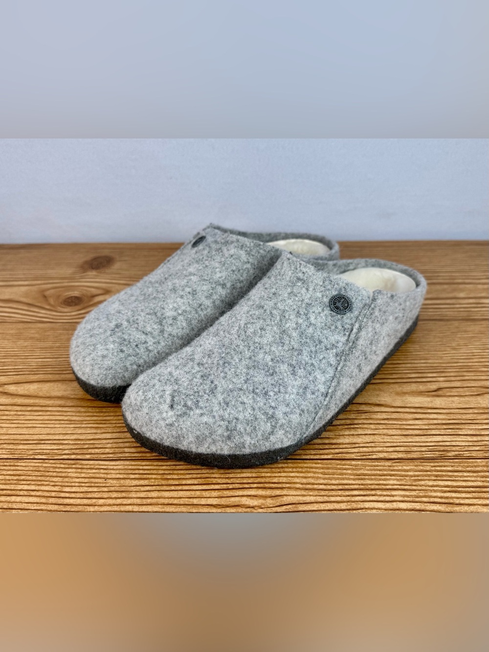 Birkenstock Zermatt Women's Gray Felt Wool Blend Shearling Lined Mule US 7/7.5